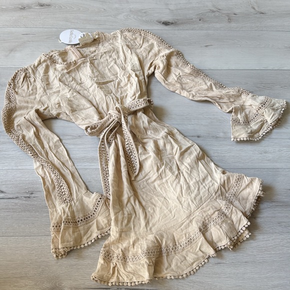 SELFIE LESLIE FLARE CUFF‎ BEIGE MINI DRESS XL nwt - Picture 9 of 11